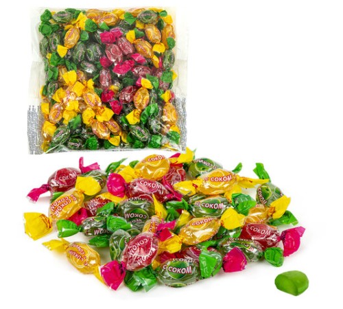 Карамель леденцовая ЯШКИНО с соком малины, яблока, лимона, 500 г, ВК283