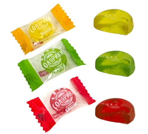 Карамель леденцовая СОЛЯРИКИ ассорти (яблоко, ананас, вишня), 500 г, НК165