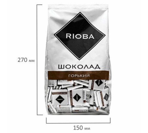Шоколад порционный RIOBA Горький 72%, 800 г, пакет, 366306