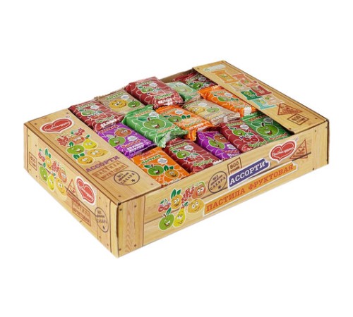 Пастила ПАСТИЛУШКА ассорти, натуральная, фруктовая, БЕЗ САХАРА, 800 г, коробка с окном