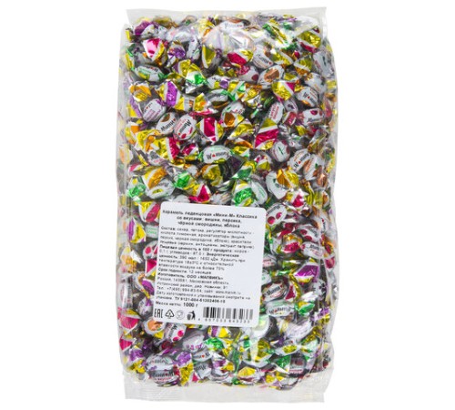 Карамель леденцовая МИНИ-М Классика, ассорти (вишня, яблоко, чёрная смородина, персик), 1 кг