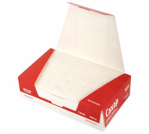 Сахар-рафинад WELDAY (ВЭЛДЭЙ), 1 кг (180 кусочков, размер 15х16х21 мм), 622405