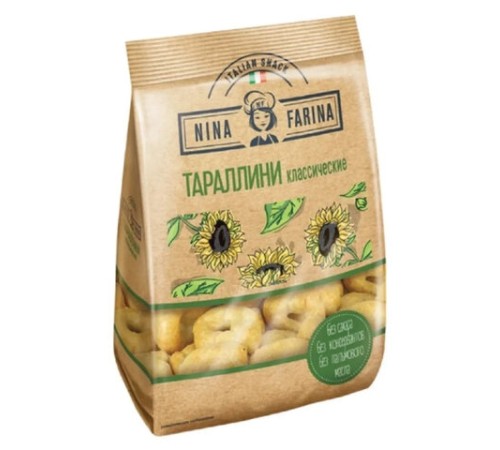Мини-сушки (тараллини) NINA FARINA классические, 180 г, пакет, ВТ002