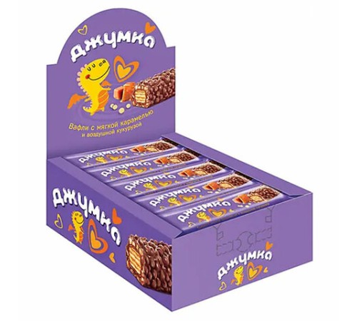Батончик вафельный ДЖУМКА с мягкой карамелью и воздушной кукурузой, 37 г, шоу-бокс, ЯК329
