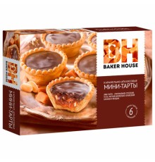 Печенье BAKER HOUSE мини-тарты с карамельно-арахисовой начинкой, 240 г, картонная коробка, 6562