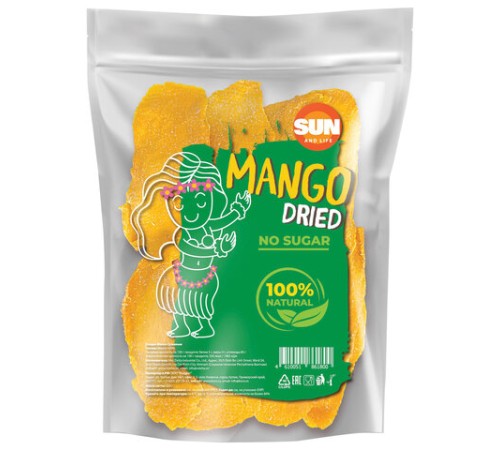 Манго сушеное без сахара SUN AND LIFE, 500 г, 4610051861800