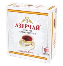 Чай АЗЕРЧАЙ черный с бергамотом, 100 пакетиков по 2 г, 419830