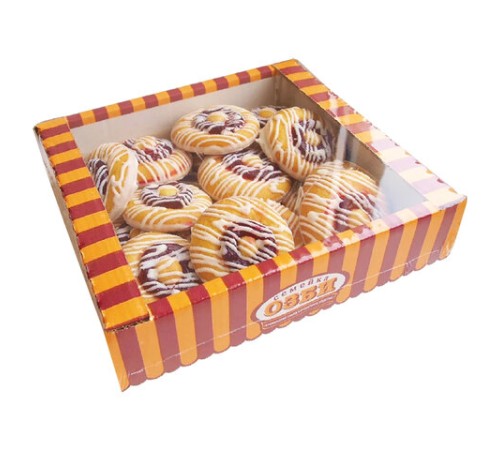 Печенье бисквитное СЕМЕЙКА ОЗБИ, с вишней в белой глазури, 400 г, картонная коробка, 1354