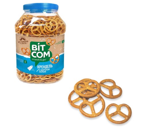 Крендель СЕМЕЙКА ОЗБИ с морской солью, 450 г, пластиковая банка, 1485