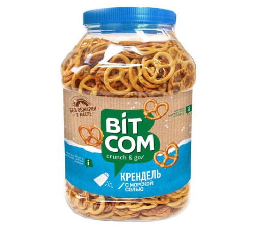 Крендель СЕМЕЙКА ОЗБИ с морской солью, 450 г, пластиковая банка, 1485