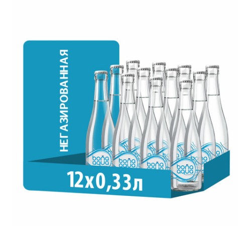 Вода негазированная питьевая BONA AQUA 0,33 л, стеклянная бутылка, 2418801