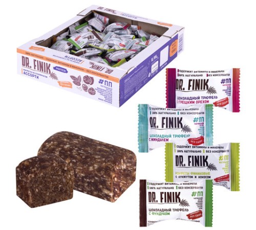 Конфеты финиковые DR.FINIK ассорти (фундук, миндаль, грецкий орех, кунжут), без сахара, 1000 г