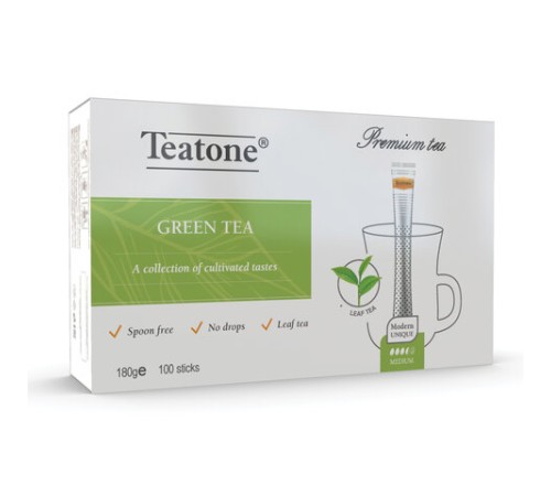 Чай TEATONE зеленый, 100 стиков по 1,8 г, 1241