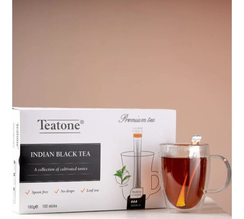 Чай TEATONE черный индийский, 100 стиков по 1,8 г, 1246