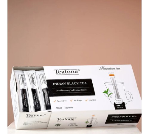 Чай TEATONE черный индийский, 100 стиков по 1,8 г, 1246