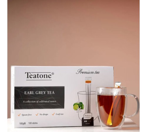 Чай TEATONE черный с ароматом бергамота, 100 стиков по 1,8 г, 64