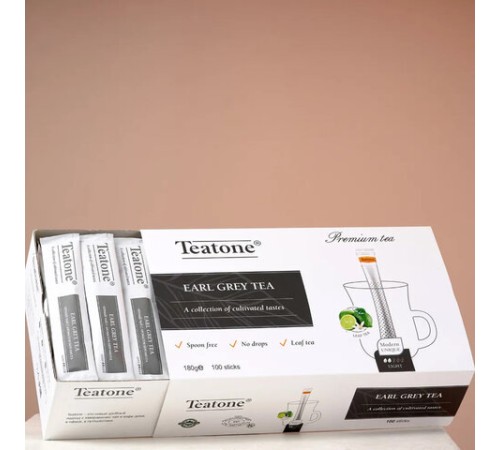 Чай TEATONE черный с ароматом бергамота, 100 стиков по 1,8 г, 64