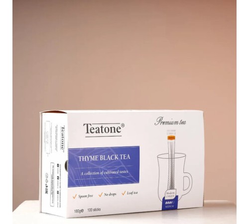 Чай TEATONE черный с чабрецом, 100 стиков по 1,8 г, 101