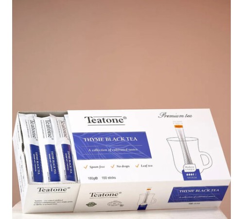 Чай TEATONE черный с чабрецом, 100 стиков по 1,8 г, 101