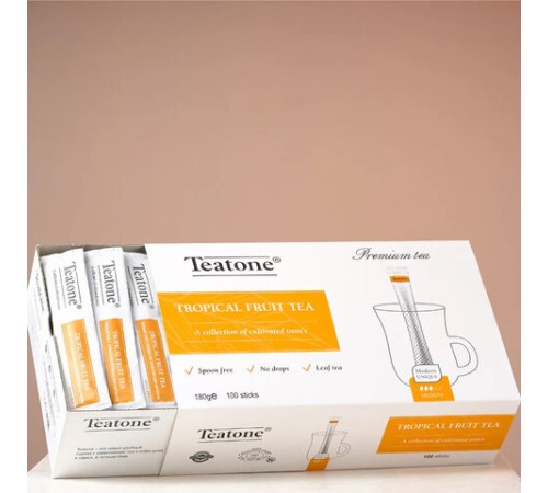 Чай TEATONE черный с ароматом тропических фруктов, 100 стиков по 1,8 г, 1247