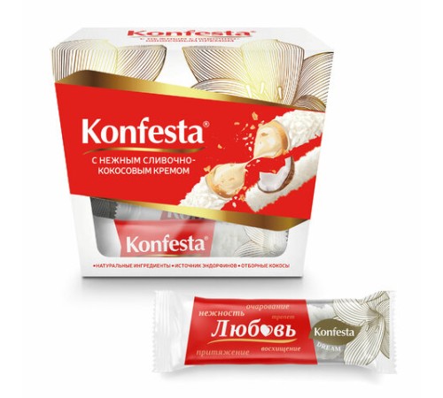 Конфеты KONFESTA со сливочно-кокосовым кремом, вафельные, 150 г