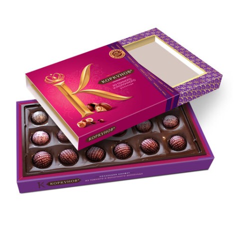 Конфеты А.КОРКУНОВ ассорти из молочного и темного шоколада, 165 г, Q3718