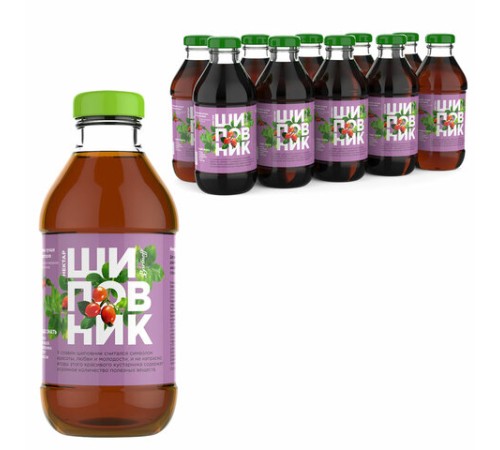 Нектар BARINOFF Шиповник, с сахаром, 0,33 л, в стеклянной бутылке, 267