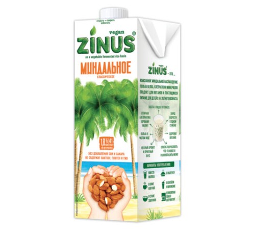 Миндальное молоко ZINUS, 1 л