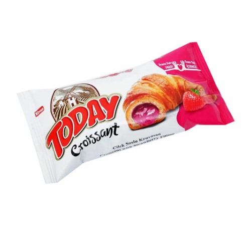 Круассан TODAY с клубничной начинкой, ТУРЦИЯ, 20 шт. по 40 г, в шоу-боксе, 1379т