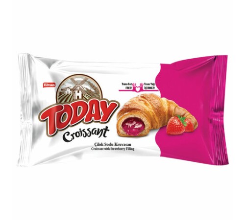 Круассан TODAY с клубничной начинкой, ТУРЦИЯ, 20 шт. по 40 г, в шоу-боксе, 1379т