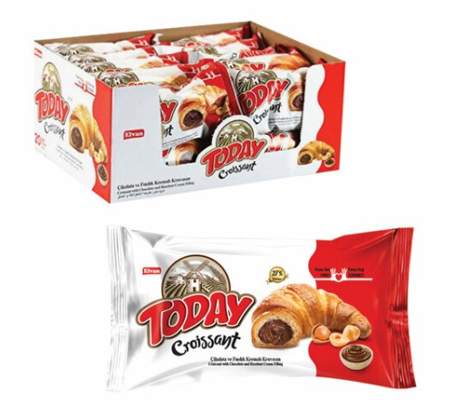 Круассан TODAY с шоколадной начинкой, ТУРЦИЯ, 20 шт. по 40 г, в шоу-боксе, 1378т