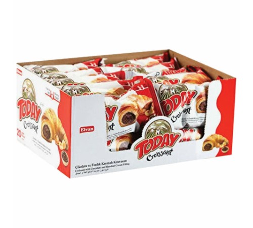 Круассан TODAY с шоколадной начинкой, ТУРЦИЯ, 20 шт. по 40 г, в шоу-боксе, 1378т