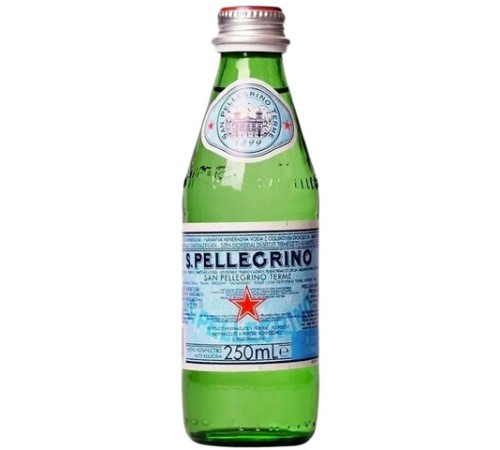 Вода ГАЗИРОВАННАЯ минеральная SAN PELLEGRINO, 0,25 л, ИТАЛИЯ, стеклянная бутылка, УТ-00003768