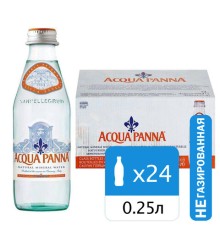 Вода негазированная минеральная ACQUA PANNA, 0,25 л, ИТАЛИЯ, стеклянная бутылка, УТ-00004086