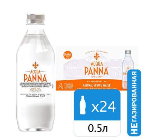 Вода негазированная минеральная ACQUA PANNA, 0,5 л, ИТАЛИЯ, УТ-00003649