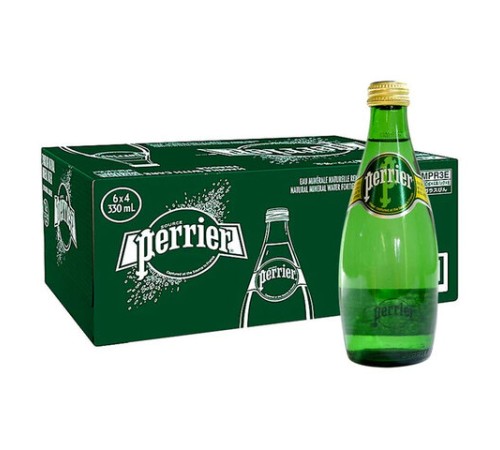 Вода ГАЗИРОВАННАЯ минеральная PERRIER, 0,33 л, ФРАНЦИЯ, стеклянная бутылка, УТ-00004097