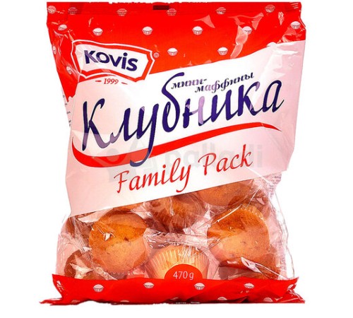 Кекс KOVIS мини-маффины с клубничным кремом, 470 г, пакет, 11899