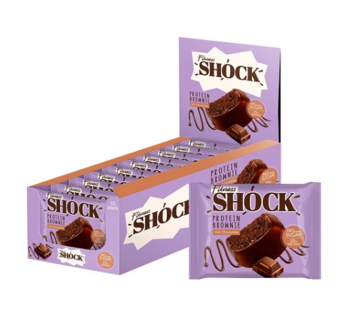Печенье протеиновое FITNESSHOCK Брауни Горячий шоколад, 10 шт. по 50 г в шоу-боксе, 26673