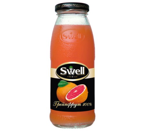 Сок грейпфрутовый SWELL с мякотью в стеклянной бутылке 0,25 л, 4040207370