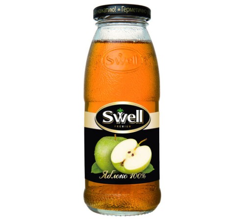 Сок яблочный SWELL осветленный в стеклянной бутылке 0,25 л, для детского питания, 4040207390