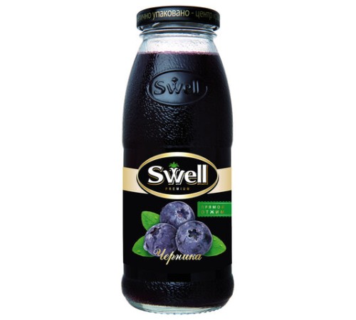 Нектар черничный SWELL прямого отжима в стеклянной бутылке 0,25 л, 4040221170