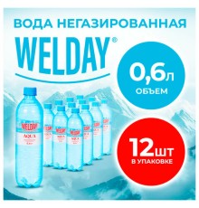 Вода негазированная питьевая WELDAY AQUA (ВЭЛДЭЙ АКВА), 0,6 л, 623760
