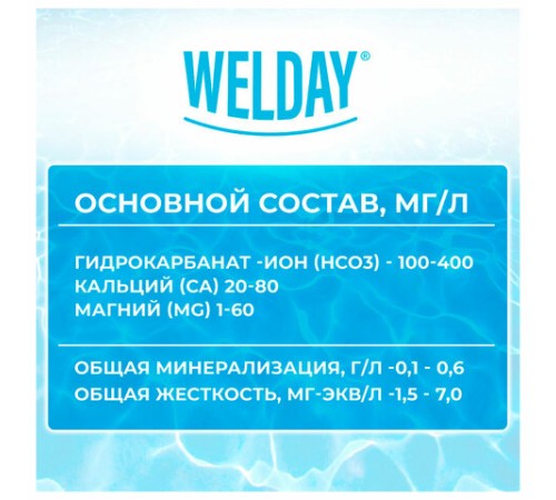 Вода негазированная питьевая WELDAY AQUA (ВЭЛДЭЙ АКВА), 0,6 л, 623760
