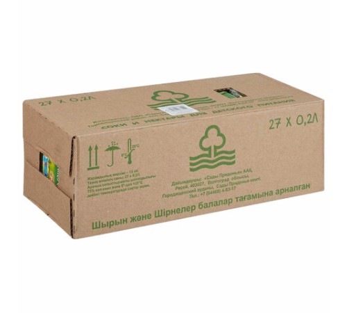 Сок яблоко-персик САДЫ ПРИДОНЬЯ с мякотью 0,2 л, для детского питания, 1737