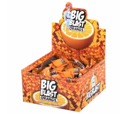 Жевательная резинка BIGBLAST со вкусом апельсина, 100 шт. по 4 г в шоу-боксе, ТУРЦИЯ, УТ-00002108