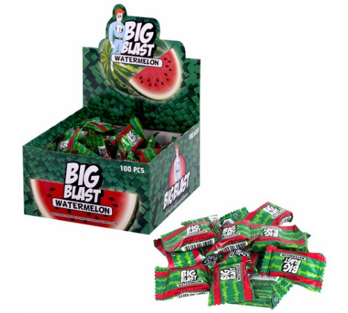 Жевательная резинка BIGBLAST со вкусом арбуза, 100 шт. по 4 г в шоу-боксе, ТУРЦИЯ, УТ-00002282
