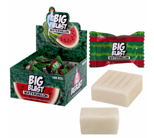 Жевательная резинка BIGBLAST со вкусом арбуза, 100 шт. по 4 г в шоу-боксе, ТУРЦИЯ, УТ-00002282
