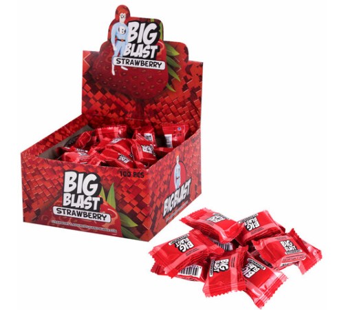 Жевательная резинка BIGBLAST со вкусом клубники, 100 шт. по 4 г в шоу-боксе, ТУРЦИЯ, УТ-00002107