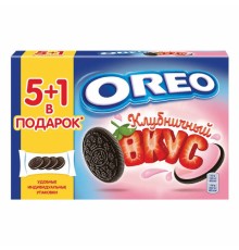Печенье OREO с какао и начинкой с клубничным вкусом, 228 г, 9001526