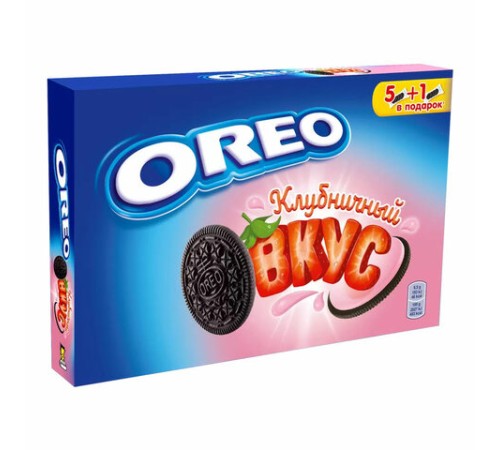 Печенье OREO с какао и начинкой с клубничным вкусом, 228 г, 9001526